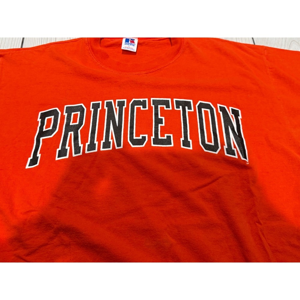 Vintage Russell Athletic Princeton University T-Shirt Orange Mens Large USA Made - Picture 5 of 9